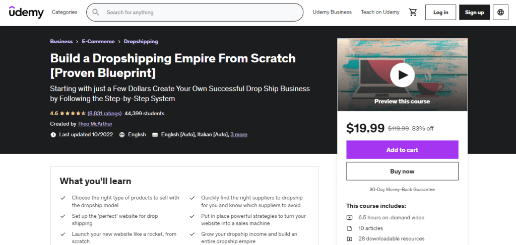 Build a Dropshipping Empire From Scratch by Theo McArthur
